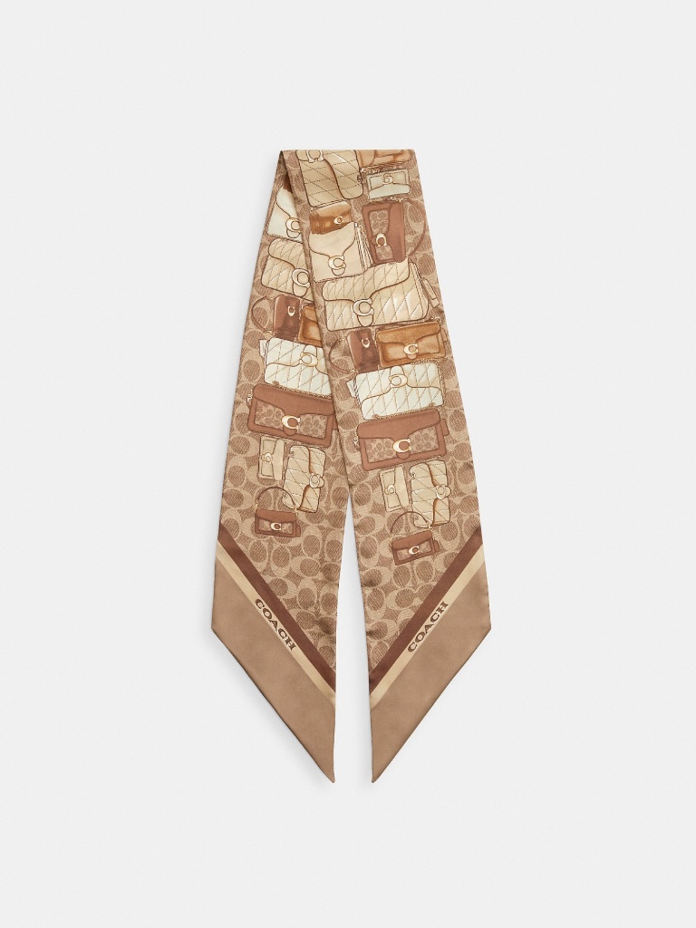 Coach Stacked Tabby Bags Print Silk Skinny Scarf